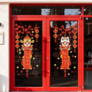 SALE Decal Trang Trí Tết Hít Tĩnh Điện Cành Mai Đào Đỏ - Giá Chỉ 55.000₫