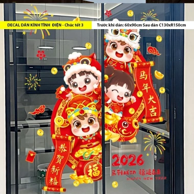 SALE Decal Trang Trí Tết Hít Tĩnh Điện Cành Mai Đào Đỏ - Giá Chỉ 55.000₫