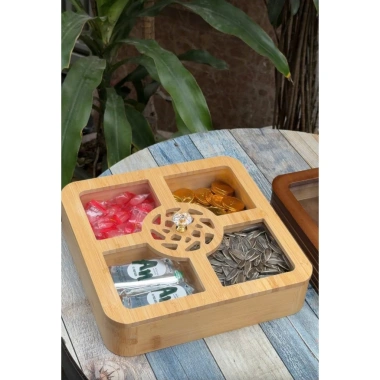 SALE Khay hũ đựng bánh kẹo mứt gỗ óc chó nâu vuông tròn cho tết và đám cưới, 269k