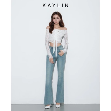 SALE SỐC Áo Croptop Kaylin lưới trễ vai tay dài nơ, thun gợi cảm - 207.000 VNĐ