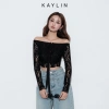 SALE SỐC Áo Croptop Kaylin lưới trễ vai tay dài nơ, thun gợi cảm - 207.000 VNĐ 5