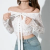 SALE SỐC Áo Croptop Kaylin lưới trễ vai tay dài nơ, thun gợi cảm - 207.000 VNĐ 7