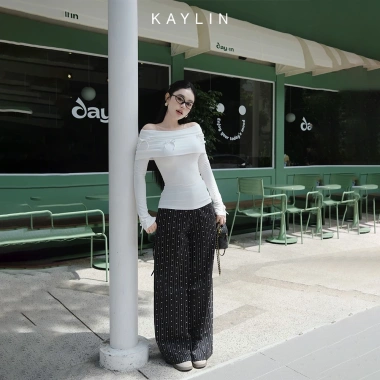 [SALE SỐC] Áo kiểu KAYLIN trễ vai đính nơ, vải thun gân cotton giãn, gợi cảm - N2.333 6