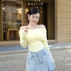 [SALE SỐC] Áo kiểu KAYLIN trễ vai đính nơ, vải thun gân cotton giãn, gợi cảm - N2.333 9