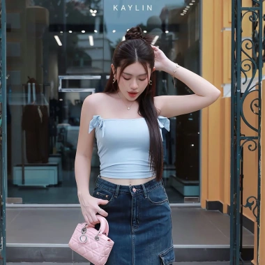 [SALE SỐC] Áo ống Kaylin cúp ngực nơ xinh, thun lụa co giãn mát mẻ - 137k 6