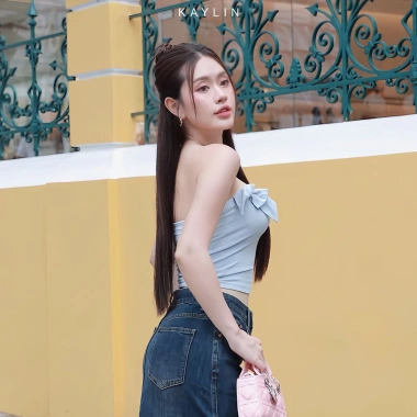 [SALE SỐC] Áo ống Kaylin cúp ngực nơ xinh, thun lụa co giãn mát mẻ - 137k 7
