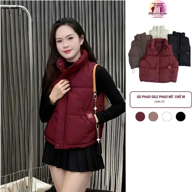 SALE SỐC Áo Phao Gile Nữ Lông Vũ Chữ M Không Tay Giữ Ấm Mùa Đông Giá 128k
