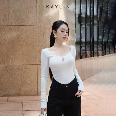 SALE SỐC Áo thun len tay dài cổ tim khoen vải dày ấm áp phong cách N2.373 176k