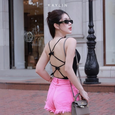 SALE SỐC Bodysuit Kaylin đan dây nơ, thun cotton co giãn ôm form gợi cảm - 164k 8
