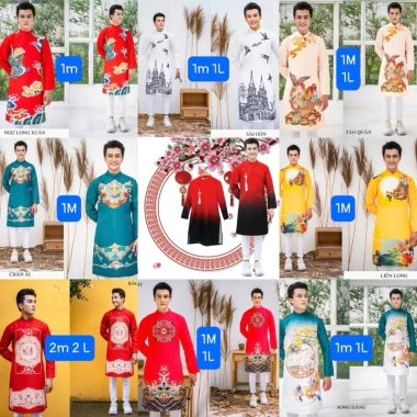 SALE Tết áo dài nam gấm lụa thêu tay cao cấp – Giá chỉ 161.5k