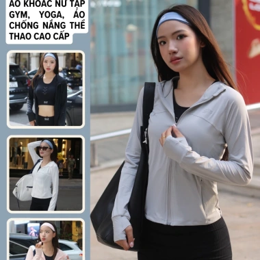 SALE TẾT Áo khoác nữ tập gym yoga – Ôm body, mát lạnh, chống nắng, 246.950₫