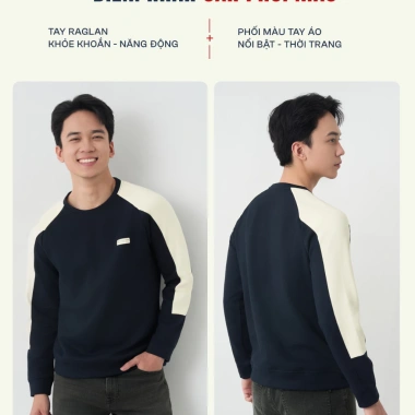 SALE TẾT Áo Nỉ Nam Ấm Áp S-WARM 5S Tay Raglan Phối Màu Trẻ Trung - Giá 269k 4