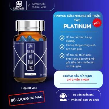 Sâm Nhung Bổ Thận TW3 Platinum Mới 30 viên - Giảm giá 421.950, sức khỏe nam giới