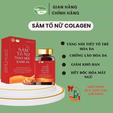 Sâm Tố Nữ Xanh 4 lọ 60 viên – Tăng Collagen, Hỗ Trợ Khô Hạn, Giá 170.000₫