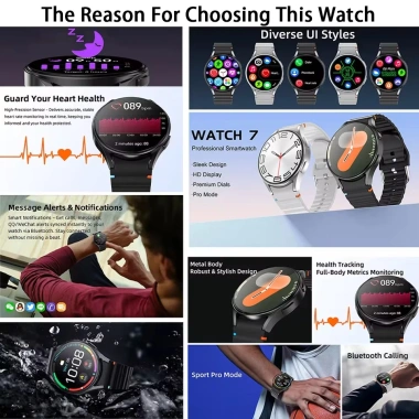 Samsung Watch7 Max 2.025 AMOLED Đồng hồ thông minh Bluetooth chống nước thể thao nam nữ quà tặng Nhật Bản