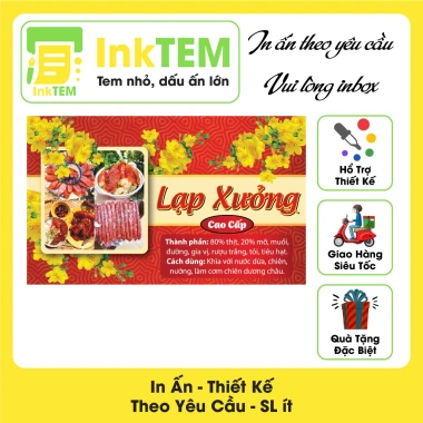 Sẵn 15 tem in nhãn dán sữa chống nước InkTEM Decan 10x6cm - Lạp xưởng Tết, chỉ 27.000 VND