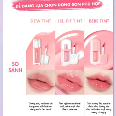 Săn Sale Son Nước Bóng Thuần Chay Amuse Dew Tint 4g - 329k, màu lì lâu trôi