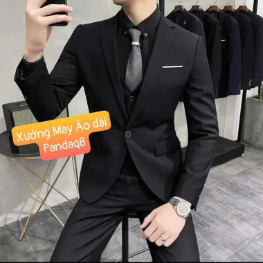 Sẵn sàng Bigsize: Set áo vest nam đen và quần form chú rể cao cấp, đi tiệc, giảm giá 590k