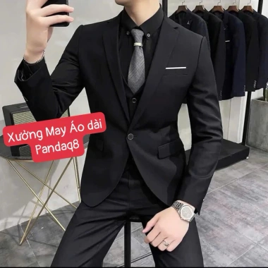 Sẵn sàng Bigsize: Set áo vest nam đen và quần form chú rể cao cấp, đi tiệc, giảm giá 590k 10