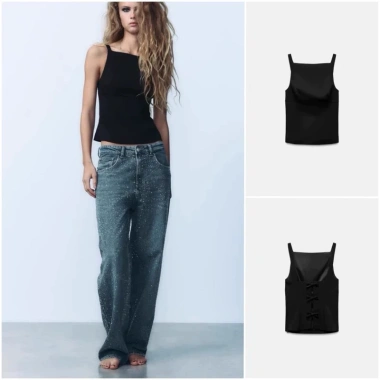 Sẵn Xanh M/L Áo Hai Dây Kiểu Định Nơ Zara Xuất Giá 350k Giảm Đến 27%