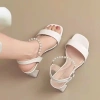 Sandal cao gót DustO công sở, da mềm chắc, 8cm, màu be nude - Giá 330.000đ 10