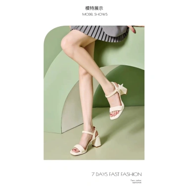 Sandal cao gót Dusto công sở đẹp da mềm chắc chắn 8p màu be giá ưu đãi 355.000 VND