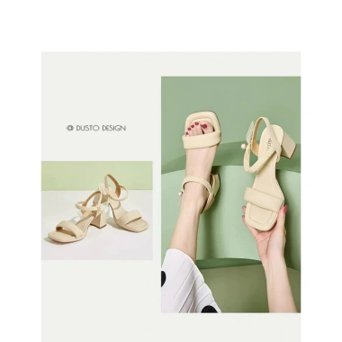 Sandal cao gót Dusto công sở đẹp da mềm chắc chắn 8p màu be giá ưu đãi 355.000 VND