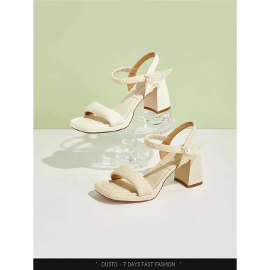 Sandal cao gót Dusto công sở đẹp da mềm chắc chắn 8p màu be giá ưu đãi 355.000 VND
