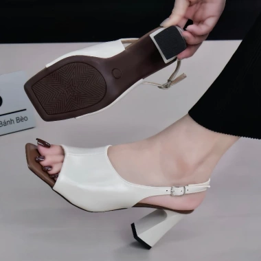 Sandal Cao Gót Nữ Mũi Vuông Da Mềm Đế Dẻo Sang Trọng 5-7cm - GiaySandalTRAM