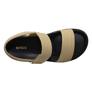 Sandal đế bằng nữ Bita's SHANAH.07 Đen Kem Nâu giảm còn 265k, thoải mái thời trang