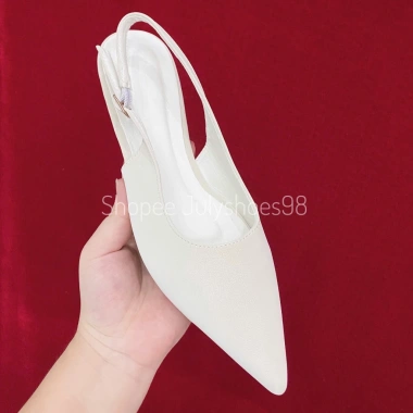 Sandal mũi nhọn đế bệt tuyết nhung, khóa cài, quai sau sang trọng - 175.000₫