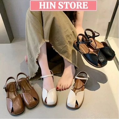 Sandal nữ bít mũi đế bệt quai hậu Hàn Quốc MS03 - Đi học, đi biển sang chảnh, giá 155,898₫