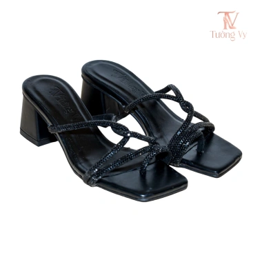 Sandal nữ cao gót quai đá lấp lánh mũi vuông, gót vuông, Dép sục tiệc công sở - Giá chỉ 180.000₫ 4