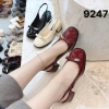 Sandal nữ hở gót da bóng 5p phối nơ đá, quai hậu cao gót công sở - Giá 232.000 VND