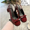 Sandal nữ hở gót da bóng 5p phối nơ đá, quai hậu cao gót công sở - Giá 232.000 VND 3