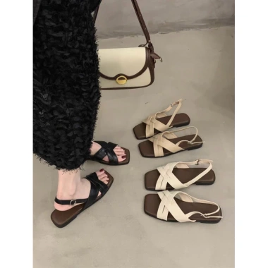 Sandal nữ quai chéo đế bệt da mềm khuy cài Hottrend Hàn Quốc, đi học và đi biển 6 Sandal nữ quai chéo đế bệt da mềm khuy cài Hottrend Hàn Quốc, đi học và đi biển 6