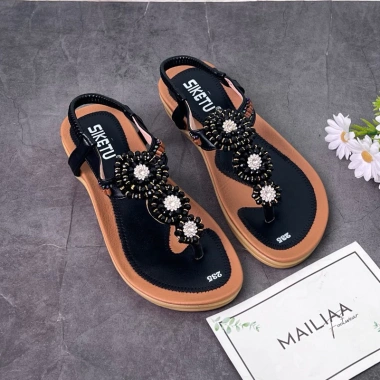Sandal xỏ ngón nữ thổ cẩm MAILIAA – Quai đính đá, đế mềm, phù hợp đi biển, giá ưu đãi 180.000 VND