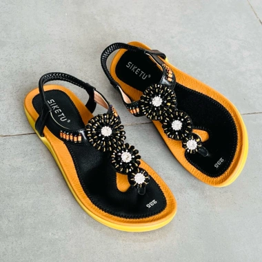 Sandal xỏ ngón nữ thổ cẩm MAILIAA – Quai đính đá, đế mềm, phù hợp đi biển, giá ưu đãi 180.000 VND