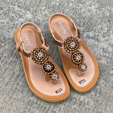 Sandal xỏ ngón nữ thổ cẩm MAILIAA – Quai đính đá, đế mềm, phù hợp đi biển, giá ưu đãi 180.000 VND