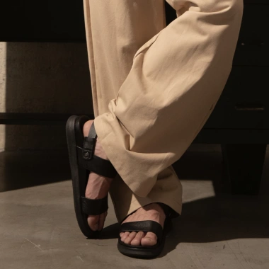 Sandals Da Bò Unisex 2 Quai Chéo Cách Hàn Quốc – Thoải Mái Đi Học Đi Làm Giá 440.550₫