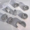 Sáng Bóng Zircon Hợp Kim Tròn Bện Nút Y2K Kẹp Tóc Kim Loại Đa Dụng 1 Gói 4