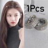 Sáng Bóng Zircon Hợp Kim Tròn Bện Nút Y2K Kẹp Tóc Kim Loại Đa Dụng 1 Gói 10