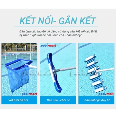 Sào nhôm 3,6m vệ sinh hồ bơi - Bàn hút đáy mạnh, giá ưu đãi 325.000₫