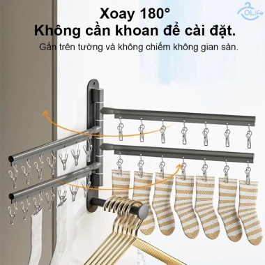Sào Phơi Inox Móc Phơi Quần Áo Không Cần Khoan Chống Bụi Bẩn Mài Mòn Giá 95.000₫ 2