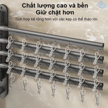 Sào Phơi Inox Móc Phơi Quần Áo Không Cần Khoan Chống Bụi Bẩn Mài Mòn Giá 95.000₫ 4