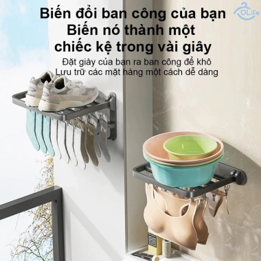 Sào Phơi Inox Móc Phơi Quần Áo Không Cần Khoan Chống Bụi Bẩn Mài Mòn Giá 95.000₫ 5