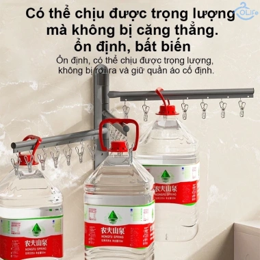 Sào Phơi Inox Móc Phơi Quần Áo Không Cần Khoan Chống Bụi Bẩn Mài Mòn Giá 95.000₫ 6