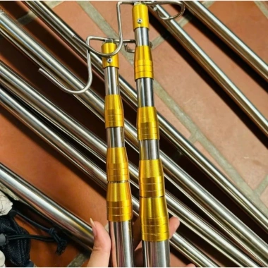 Sào rút gọn inox đa năng - treo lồng chim, quần áo, phơi, bứt hoa quả, tặng móc & túi bổi, 55k