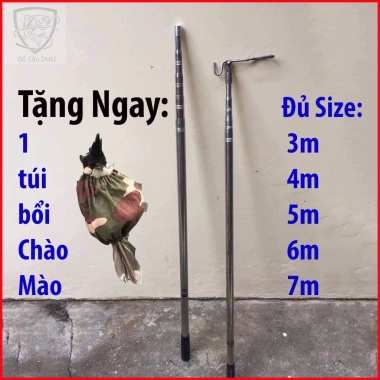 Sào rút inox 3m đa năng, phơi quần áo, treo chậu cây, lồng chim, kèm móc và túi bổi, giá chỉ 76.500đ