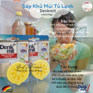 Sáp khử mùi tủ lạnh Denkmit hương chanh 40g - Khử mùi hôi, giữ tủ thơm sạch